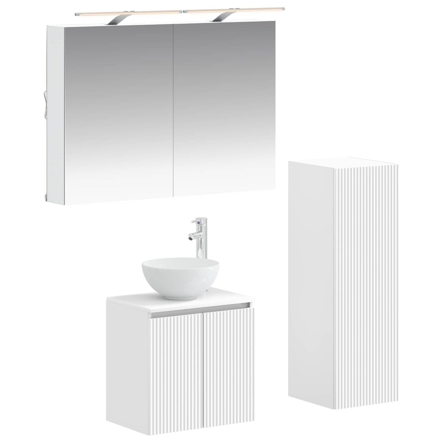 Bathroom Furniture Set 4 pcs White Engineered Wood and Glass