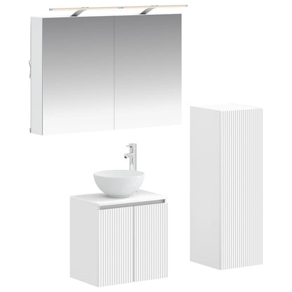 Bathroom Furniture Set 4 pcs White Engineered Wood and Glass