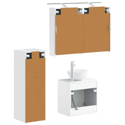 Bathroom Furniture Set 4 pcs White Engineered Wood and Glass