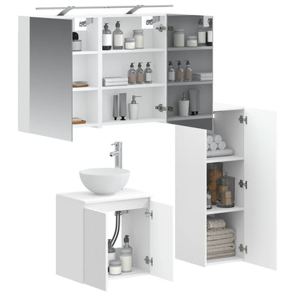 Bathroom Furniture Set 4 pcs White Engineered Wood and Glass