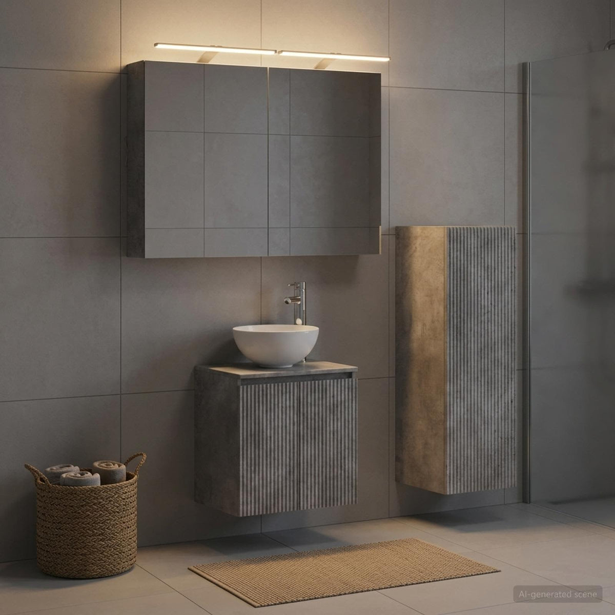 Bathroom Furniture Set 4 pcs Concrete Grey