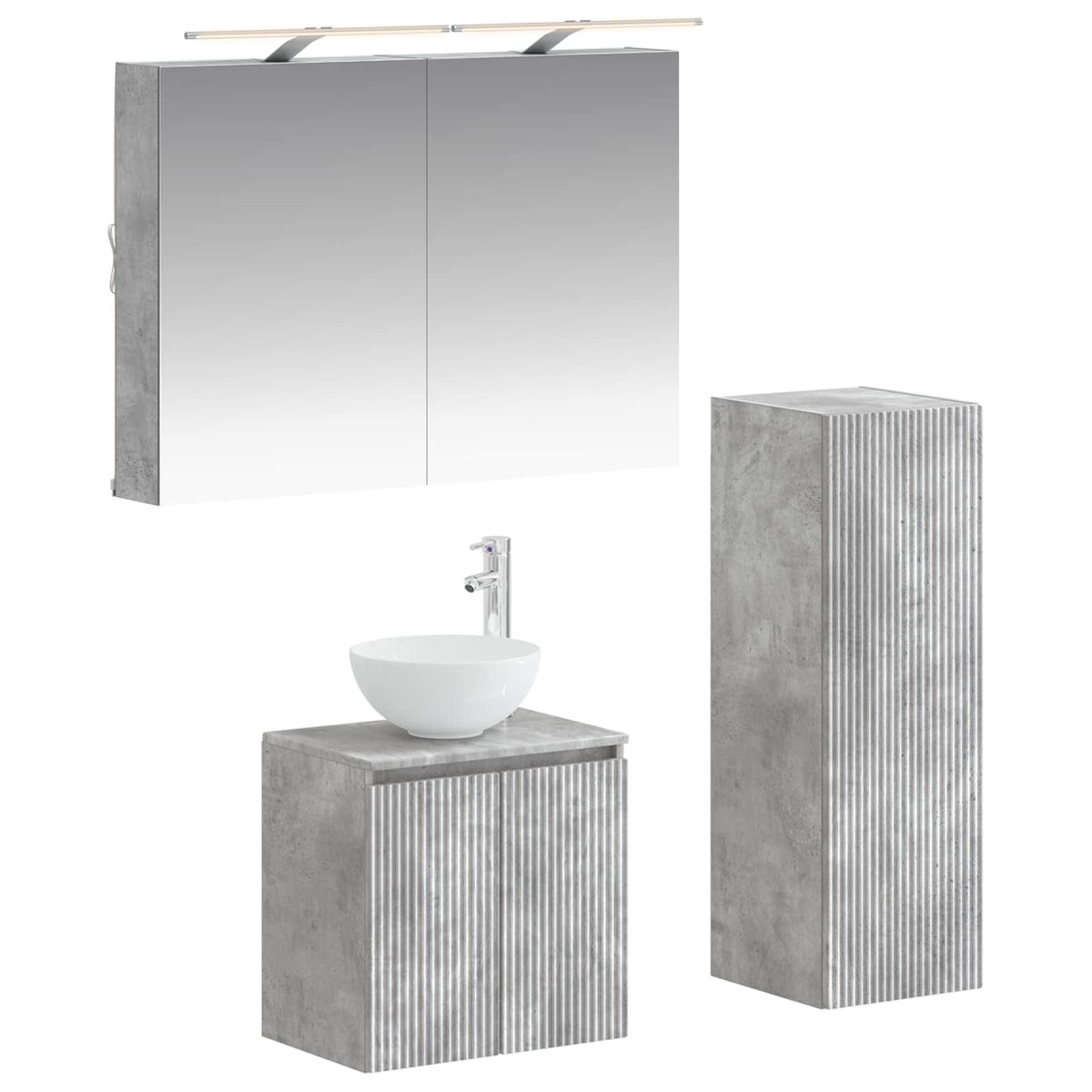 Bathroom Furniture Set 4 pcs Concrete Grey