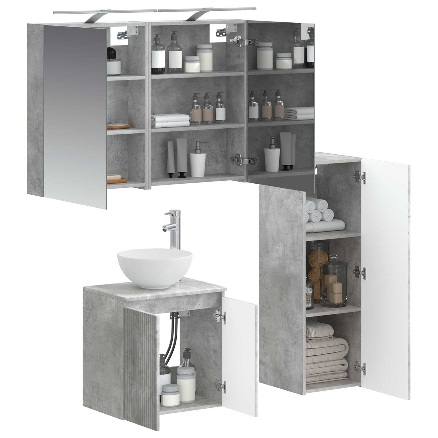 Bathroom Furniture Set 4 pcs Concrete Grey