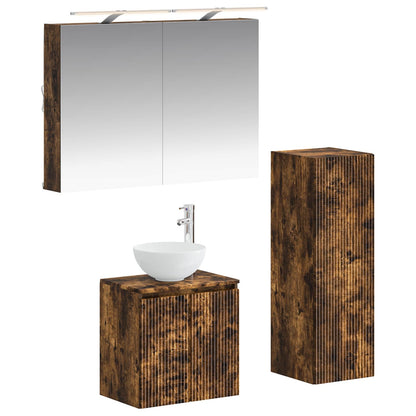 Bathroom Furniture Set 4 pcs Smoked Oak