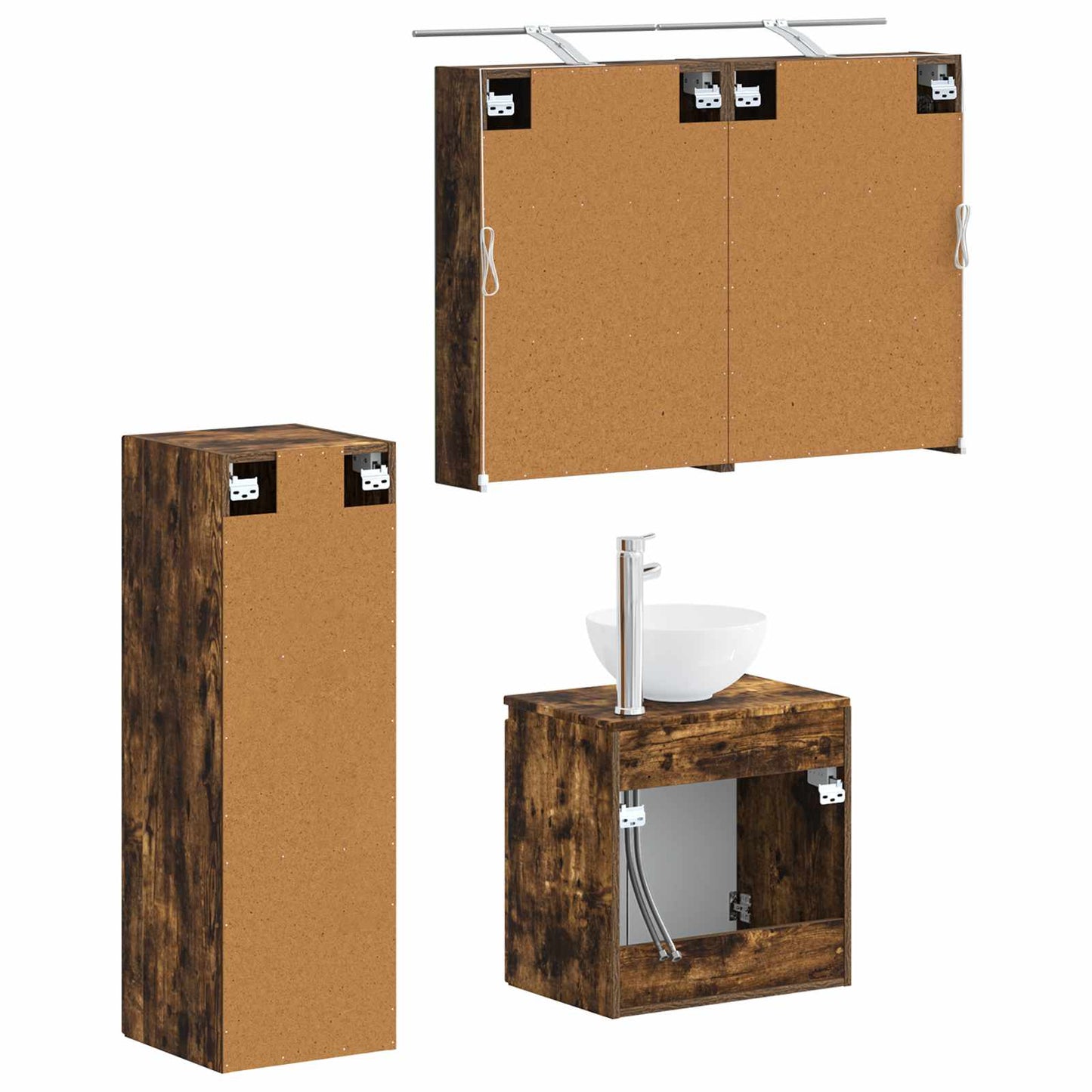 Bathroom Furniture Set 4 pcs Smoked Oak