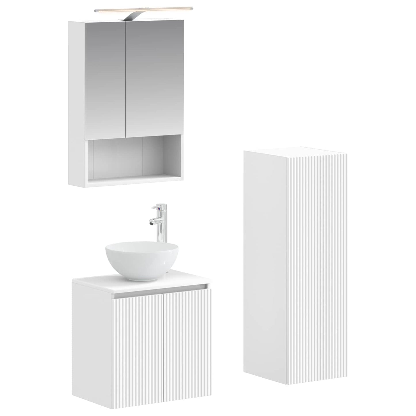 Bathroom Furniture Set 4 pcs White Engineered Wood and Glass