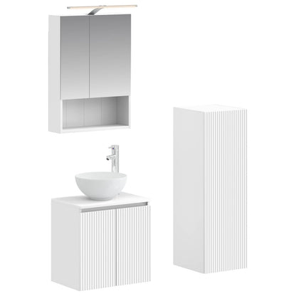 Bathroom Furniture Set 4 pcs White Engineered Wood and Glass