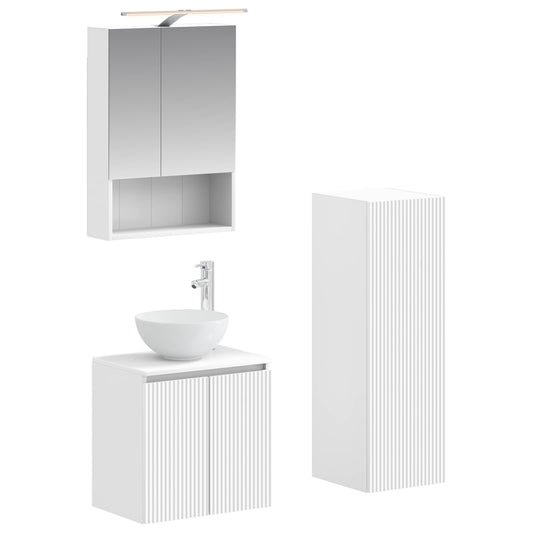 Bathroom Furniture Set 4 pcs White Engineered Wood and Glass