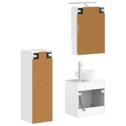 Bathroom Furniture Set 4 pcs White Engineered Wood and Glass