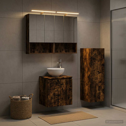 Bathroom Furniture Set 4 pcs Smoked Oak