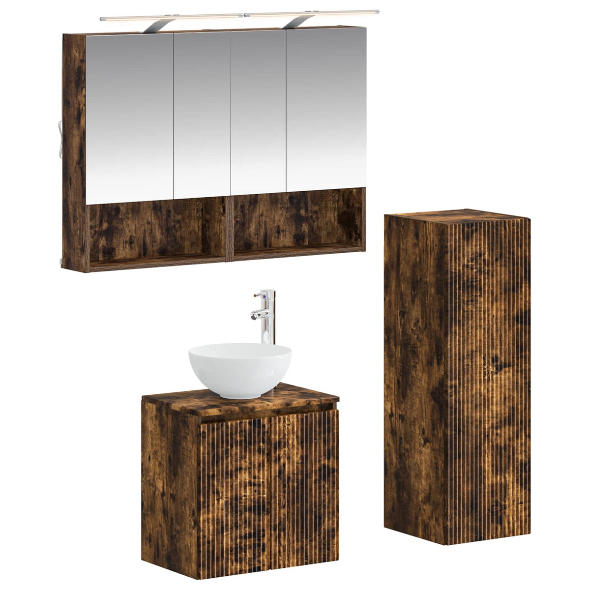 Bathroom Furniture Set 4 pcs Smoked Oak