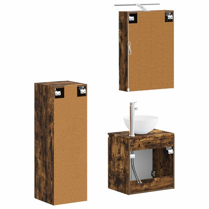 Bathroom Furniture Set 4 pcs Smoked Oak