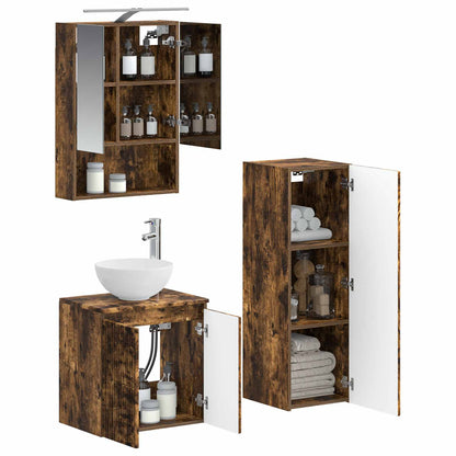 Bathroom Furniture Set 4 pcs Smoked Oak
