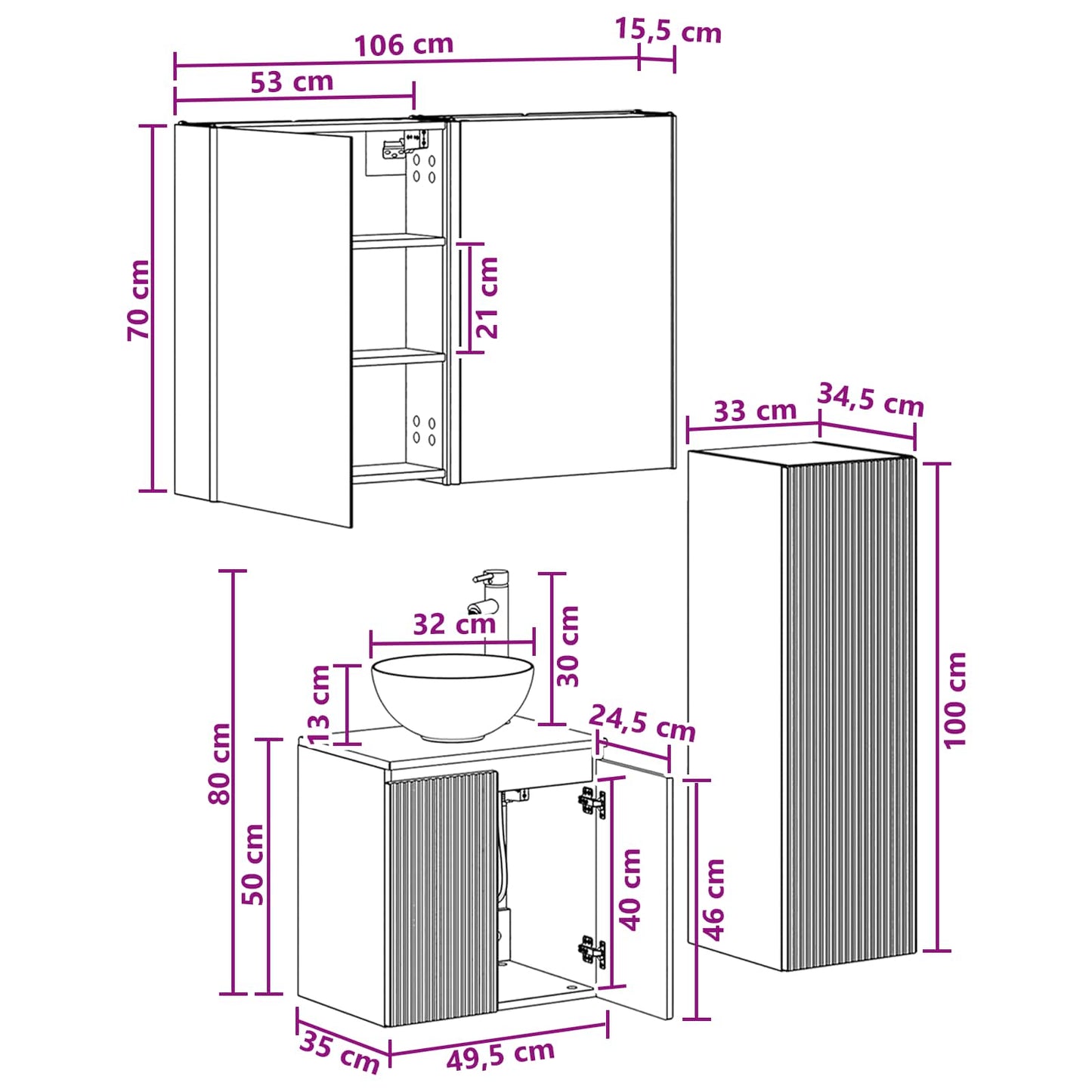Bathroom Furniture Set 4 pcs Sonoma Oak