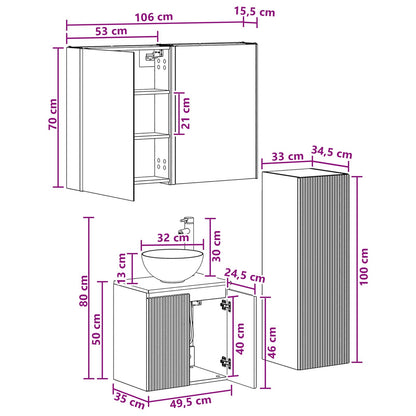 Bathroom Furniture Set 4 pcs Sonoma Oak