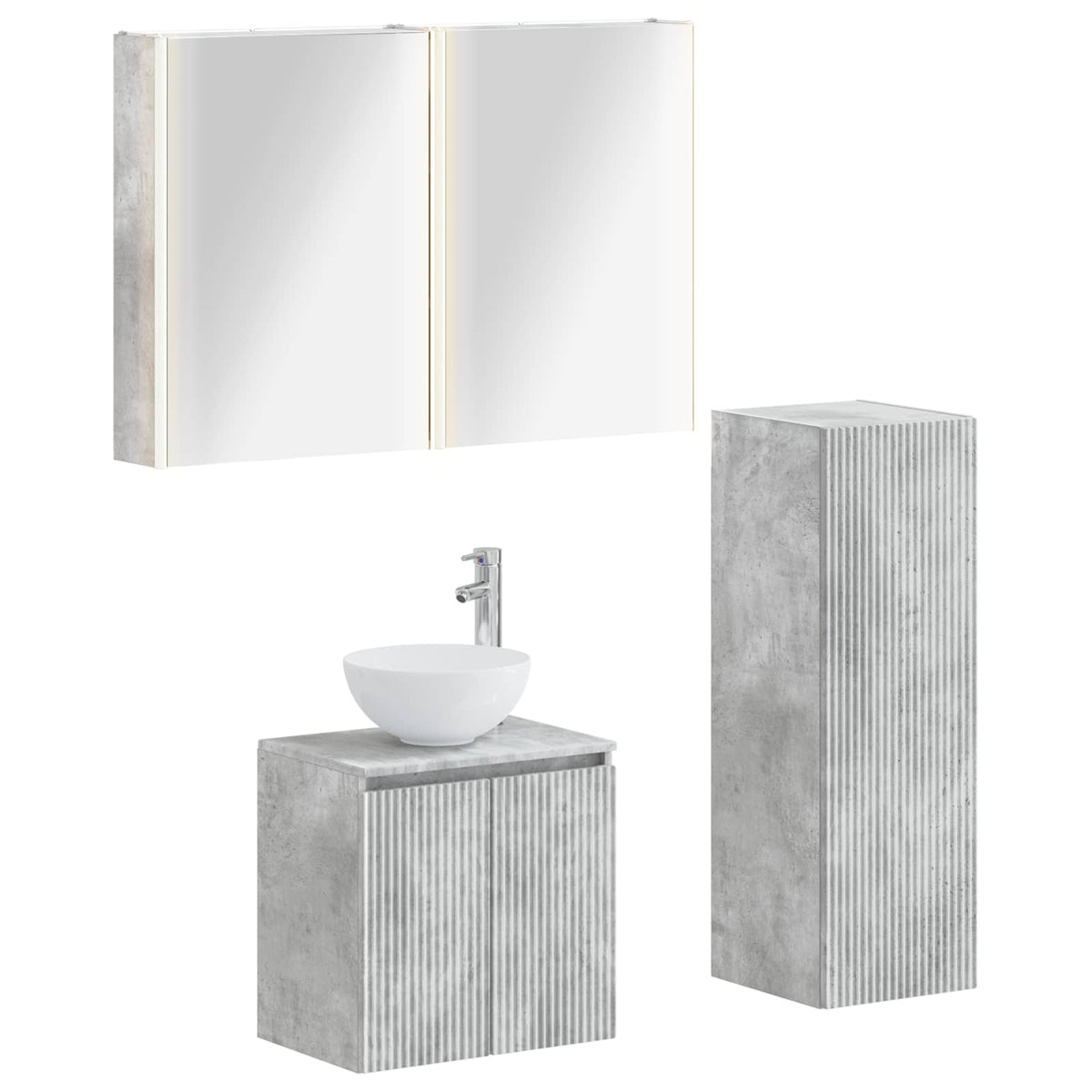 Bathroom Furniture Set 4 pcs Concrete Grey