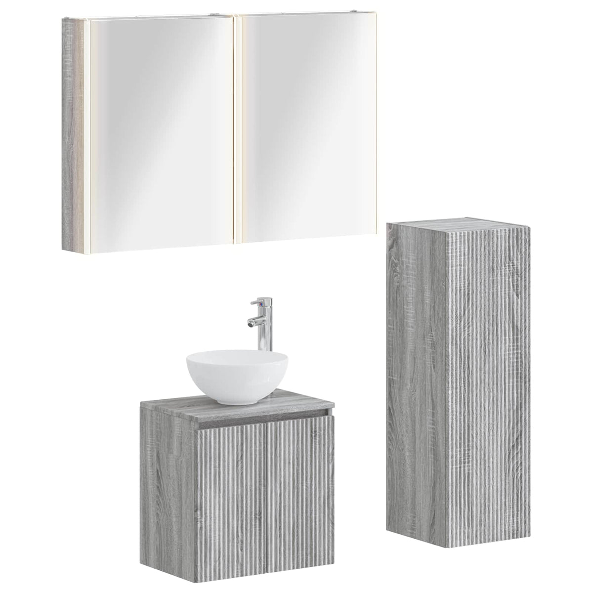 Bathroom Furniture Set 4 pcs Grey Sonoma