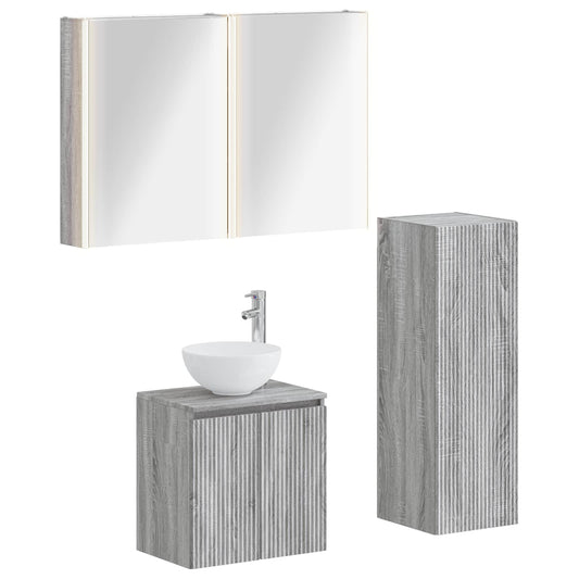 Bathroom Furniture Set 4 pcs Grey Sonoma