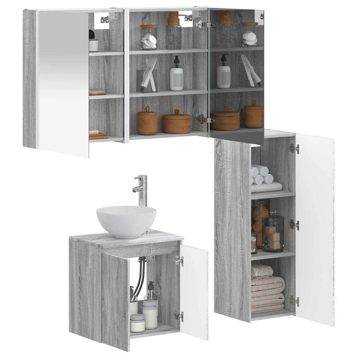Bathroom Furniture Set 4 pcs Grey Sonoma