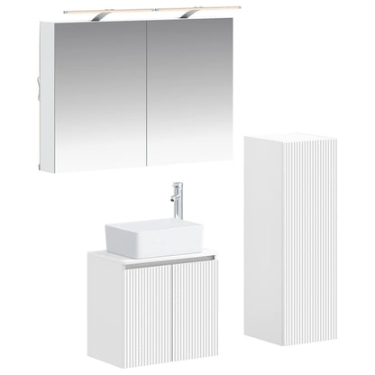 Bathroom Furniture Set 4 pcs White Engineered Wood and Glass