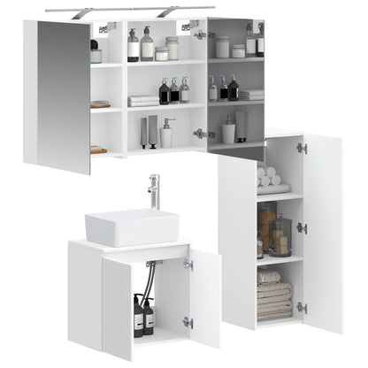 Bathroom Furniture Set 4 pcs White Engineered Wood and Glass