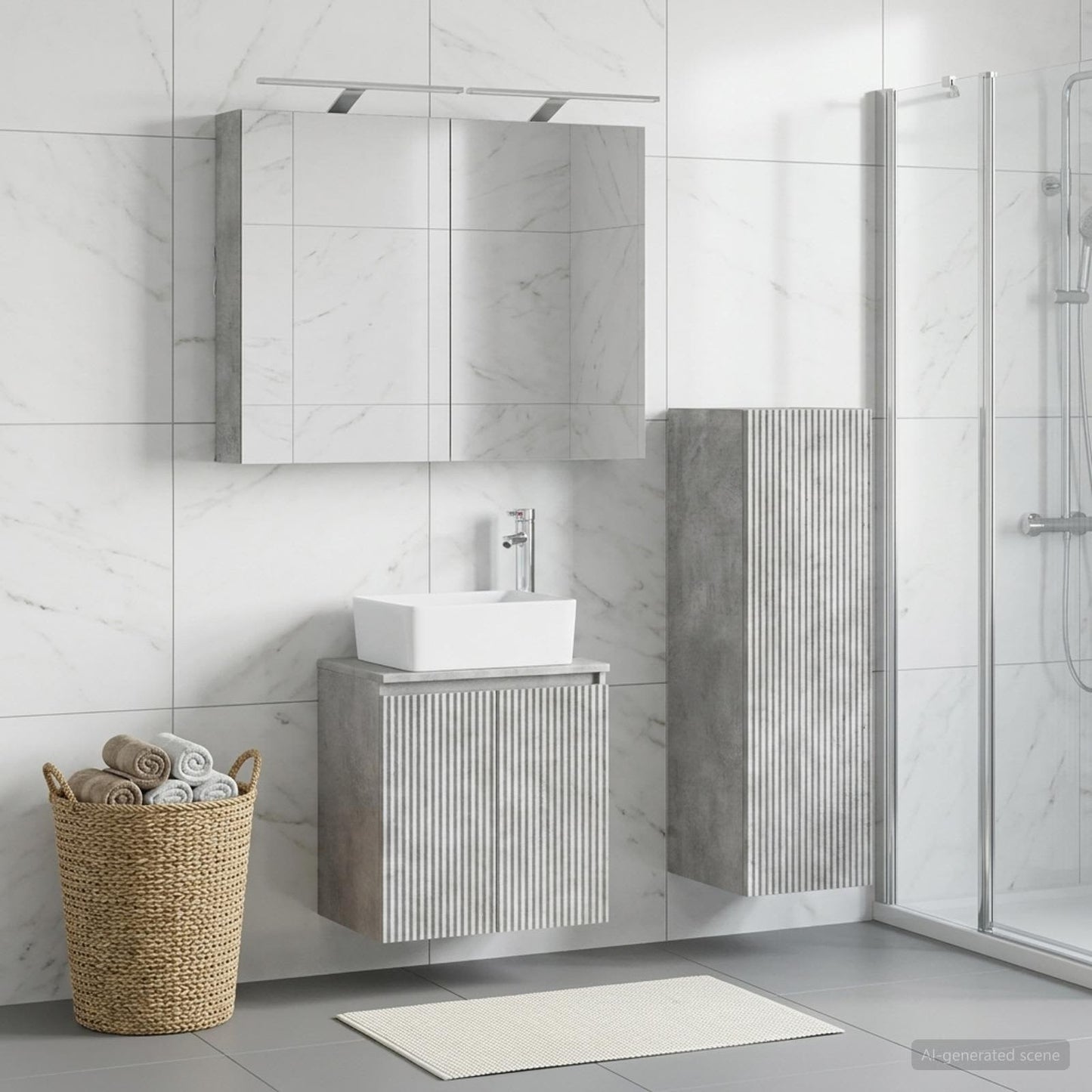 Bathroom Furniture Set 4 pcs Concrete Grey