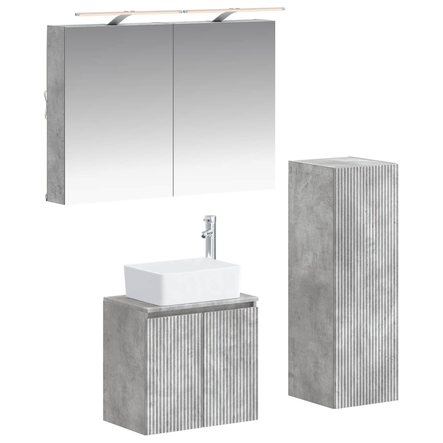 Bathroom Furniture Set 4 pcs Concrete Grey