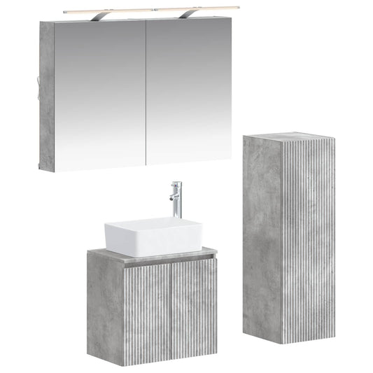 Bathroom Furniture Set 4 pcs Concrete Grey