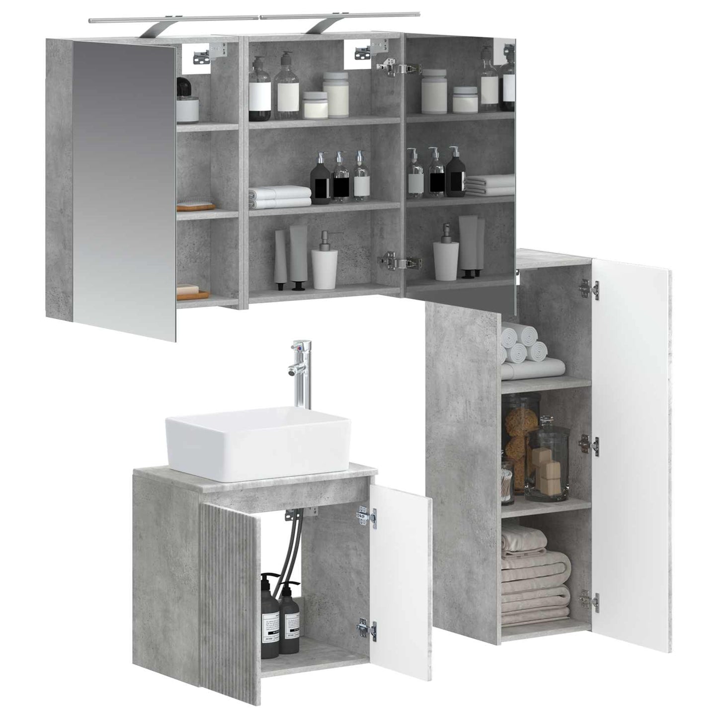 Bathroom Furniture Set 4 pcs Concrete Grey