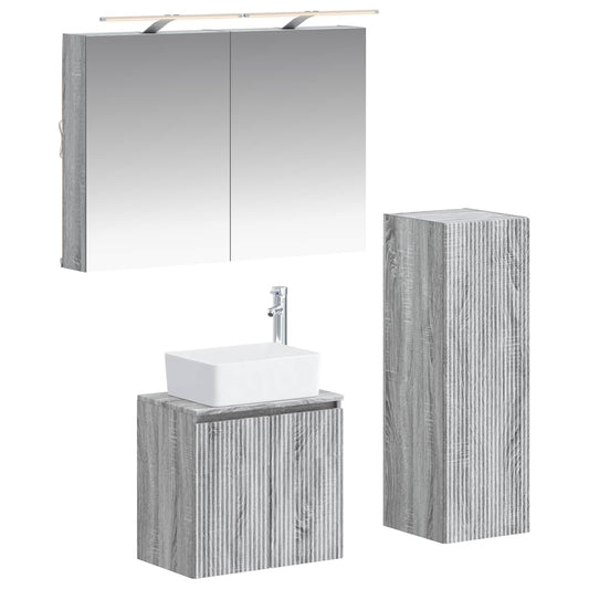 Bathroom Furniture Set 4 pcs Grey Sonoma