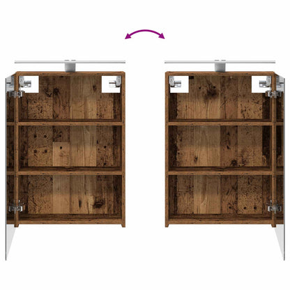 Bathroom Furniture Set 4 pcs Old Wood Engineered Wood and Glass
