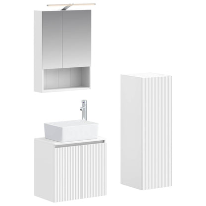 Bathroom Furniture Set 4 pcs White Engineered Wood and Glass
