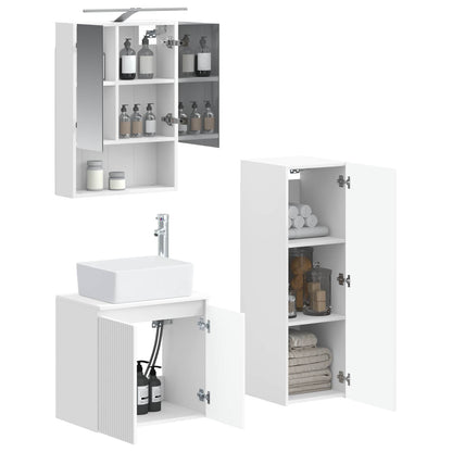 Bathroom Furniture Set 4 pcs White Engineered Wood and Glass