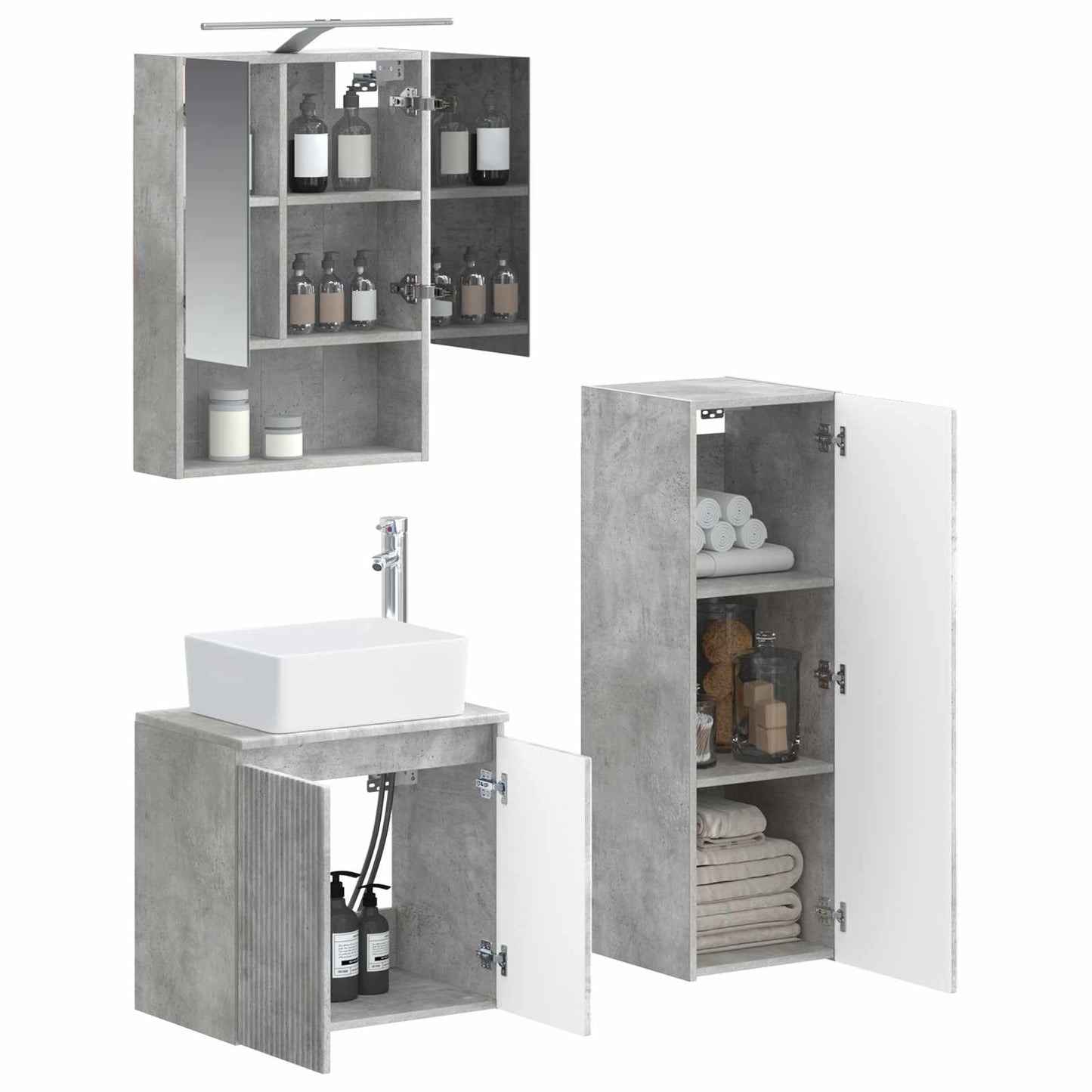 Bathroom Furniture Set 4 pcs Concrete Grey