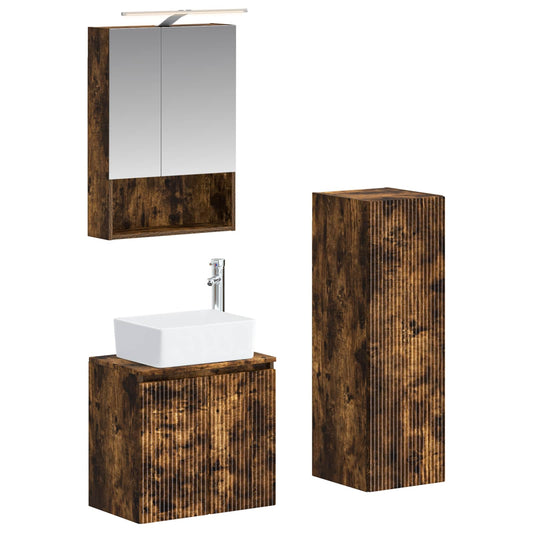 Bathroom Furniture Set 4 pcs Smoked Oak