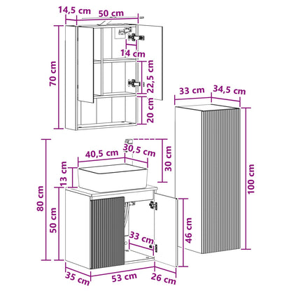 Bathroom Furniture Set 4 pcs Grey Sonoma