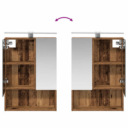 Bathroom Furniture Set 4 pcs Old Wood Engineered Wood and Glass