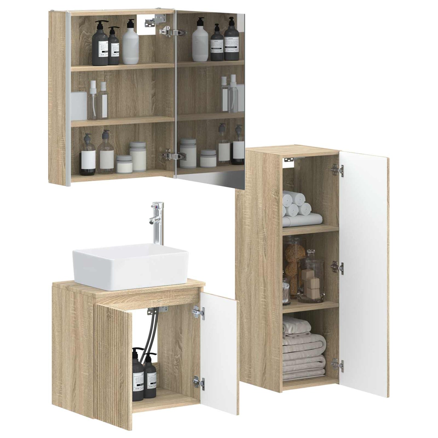 Bathroom Furniture Set 4 pcs Sonoma Oak