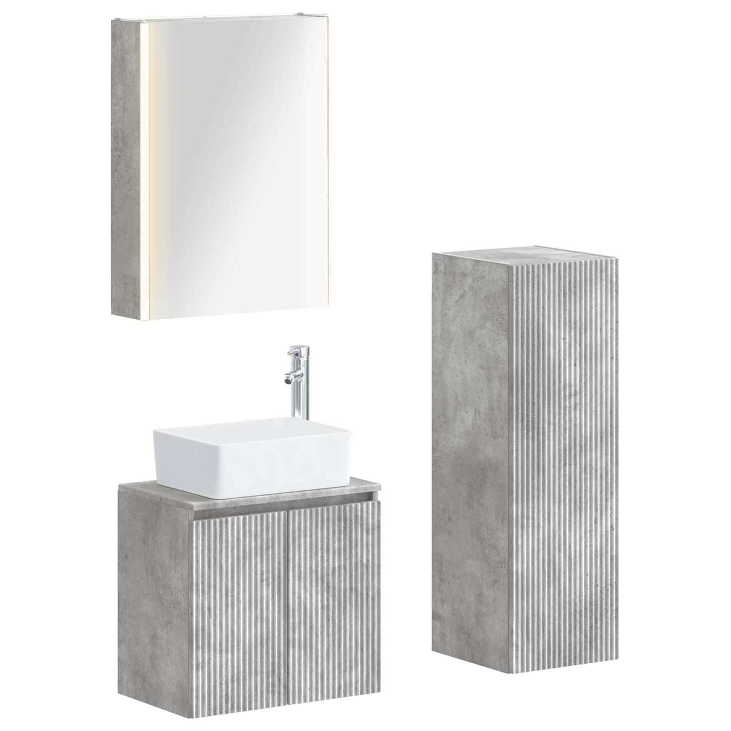 Bathroom Furniture Set 4 pcs Concrete Grey
