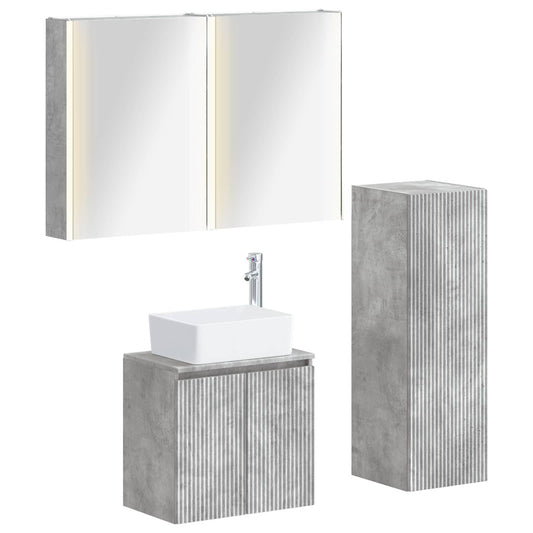 Bathroom Furniture Set 4 pcs Concrete Grey
