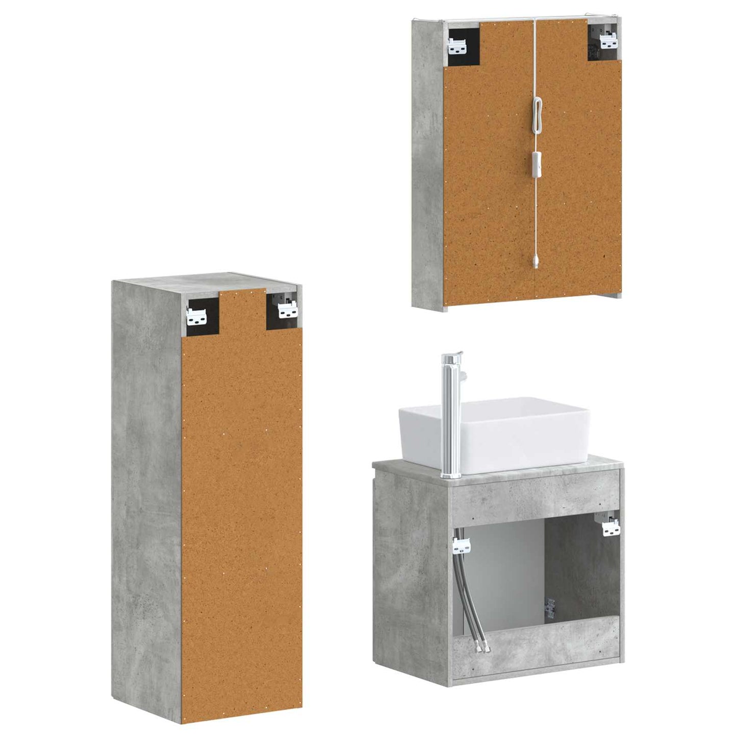 Bathroom Furniture Set 4 pcs Concrete Grey