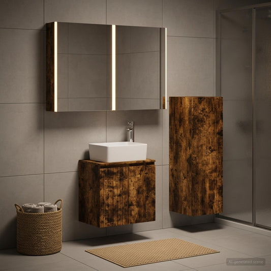 Bathroom Furniture Set 4 pcs Smoked Oak