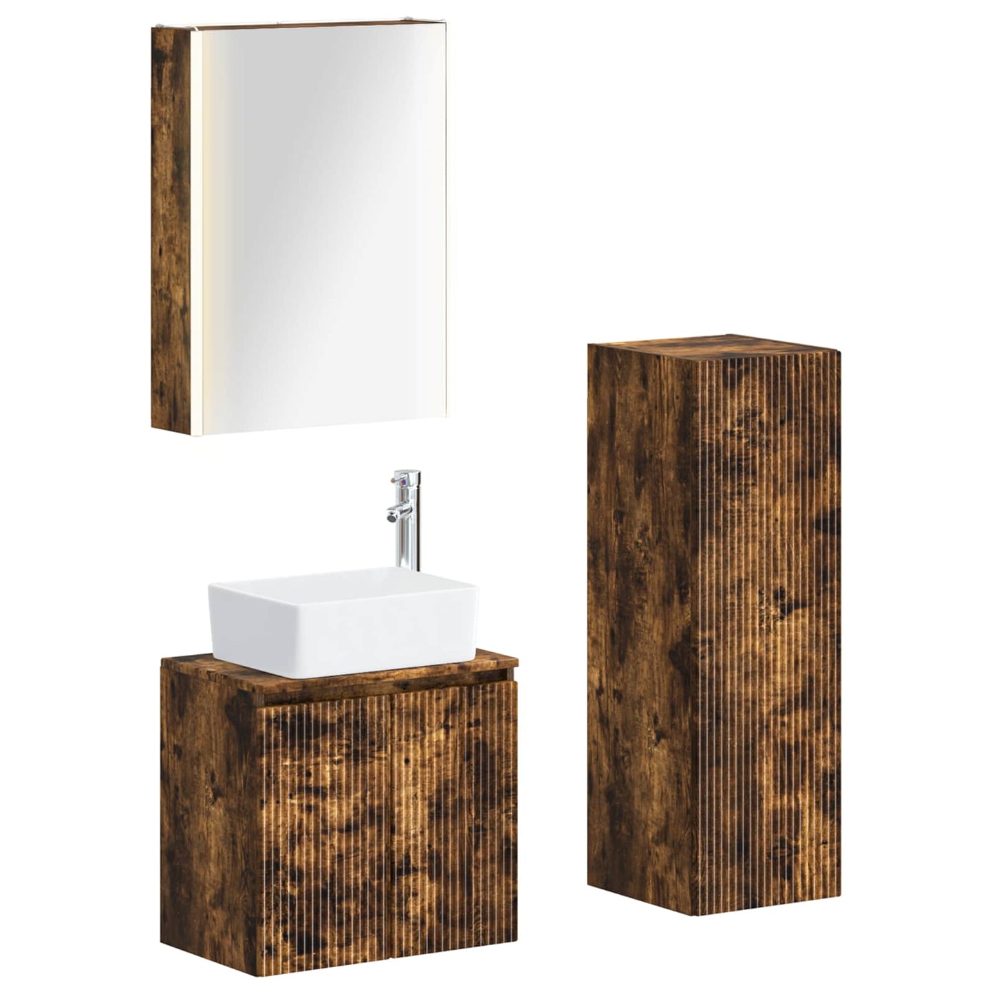 Bathroom Furniture Set 4 pcs Smoked Oak