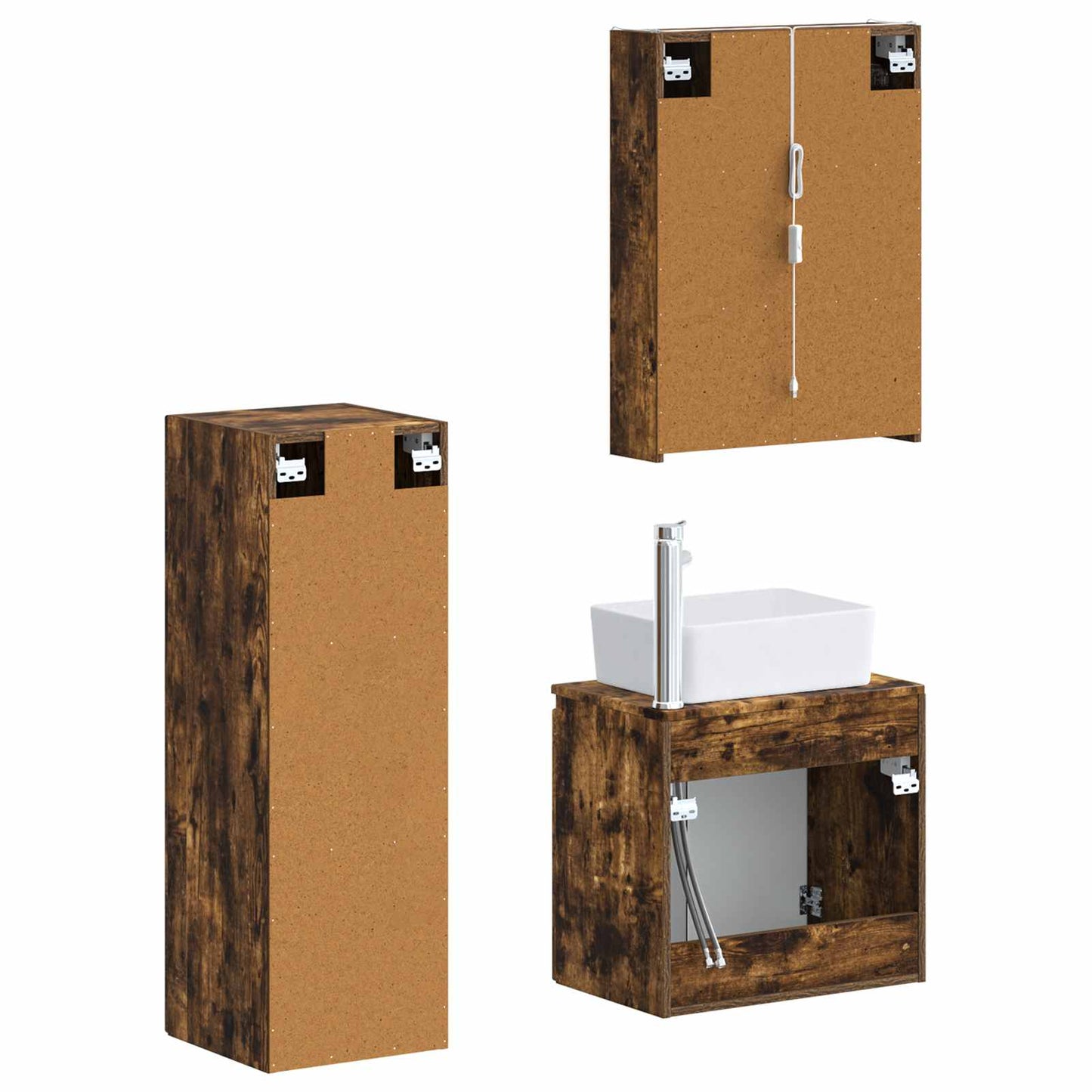 Bathroom Furniture Set 4 pcs Smoked Oak