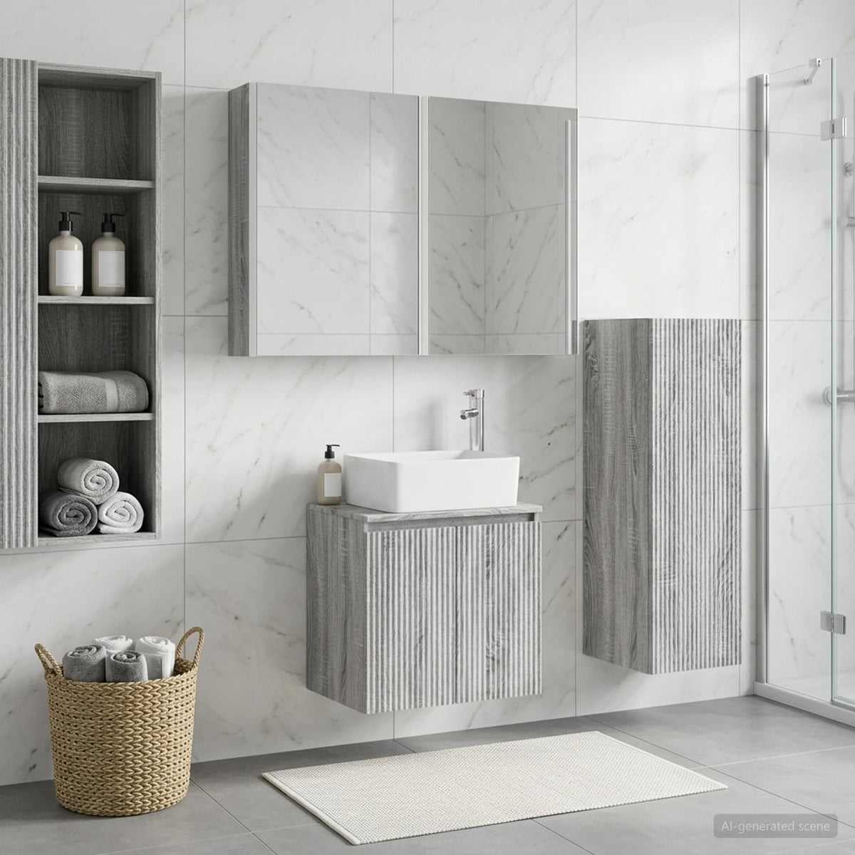 Bathroom Furniture Set 4 pcs Grey Sonoma
