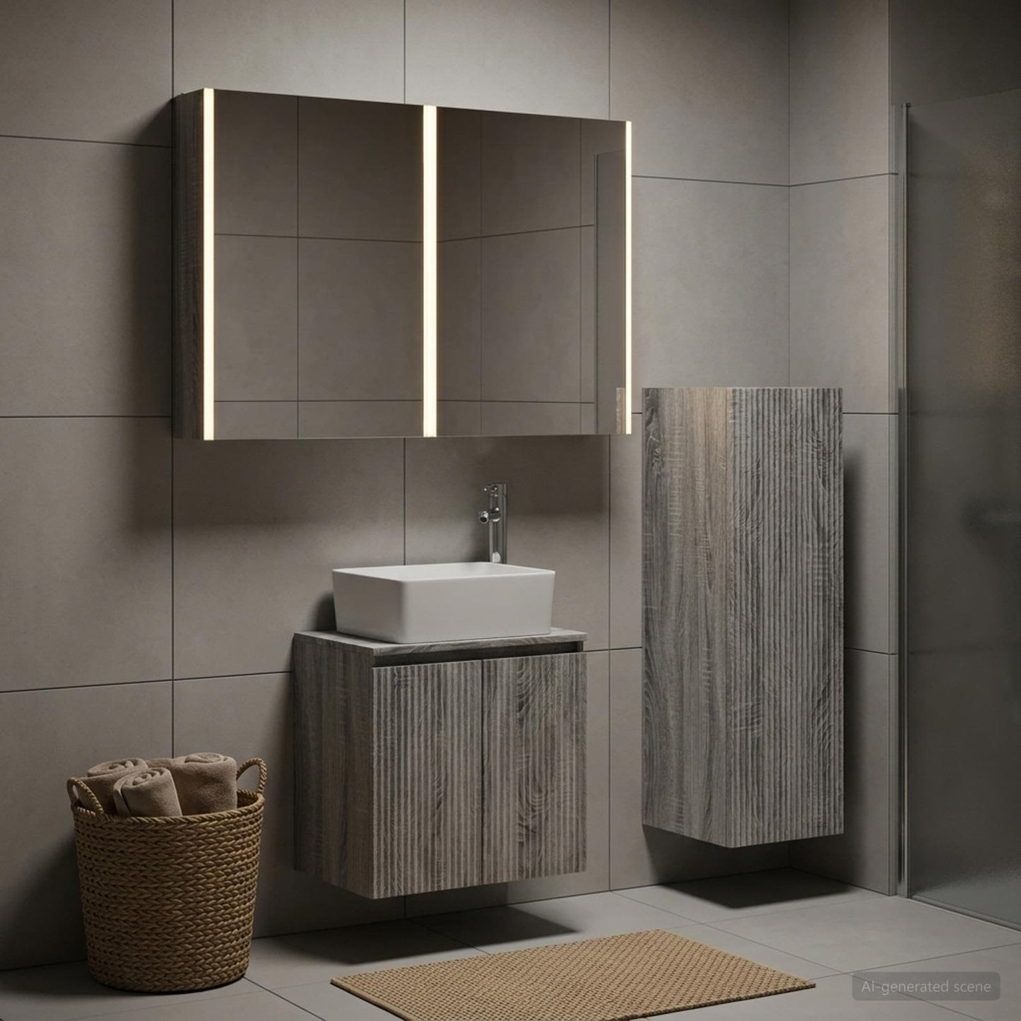 Bathroom Furniture Set 4 pcs Grey Sonoma