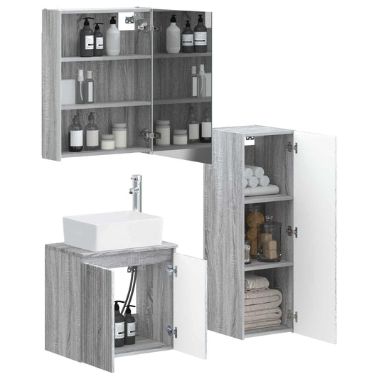Bathroom Furniture Set 4 pcs Grey Sonoma