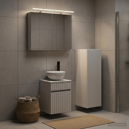 Bathroom Furniture Set 4 pcs White Engineered Wood and Glass