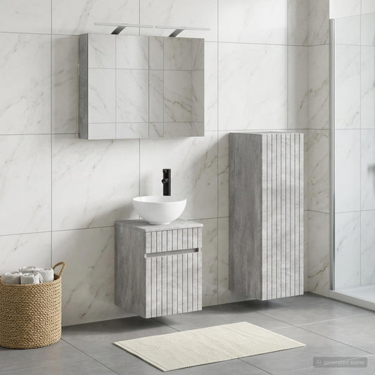 Bathroom Furniture Set 4 pcs Concrete Grey
