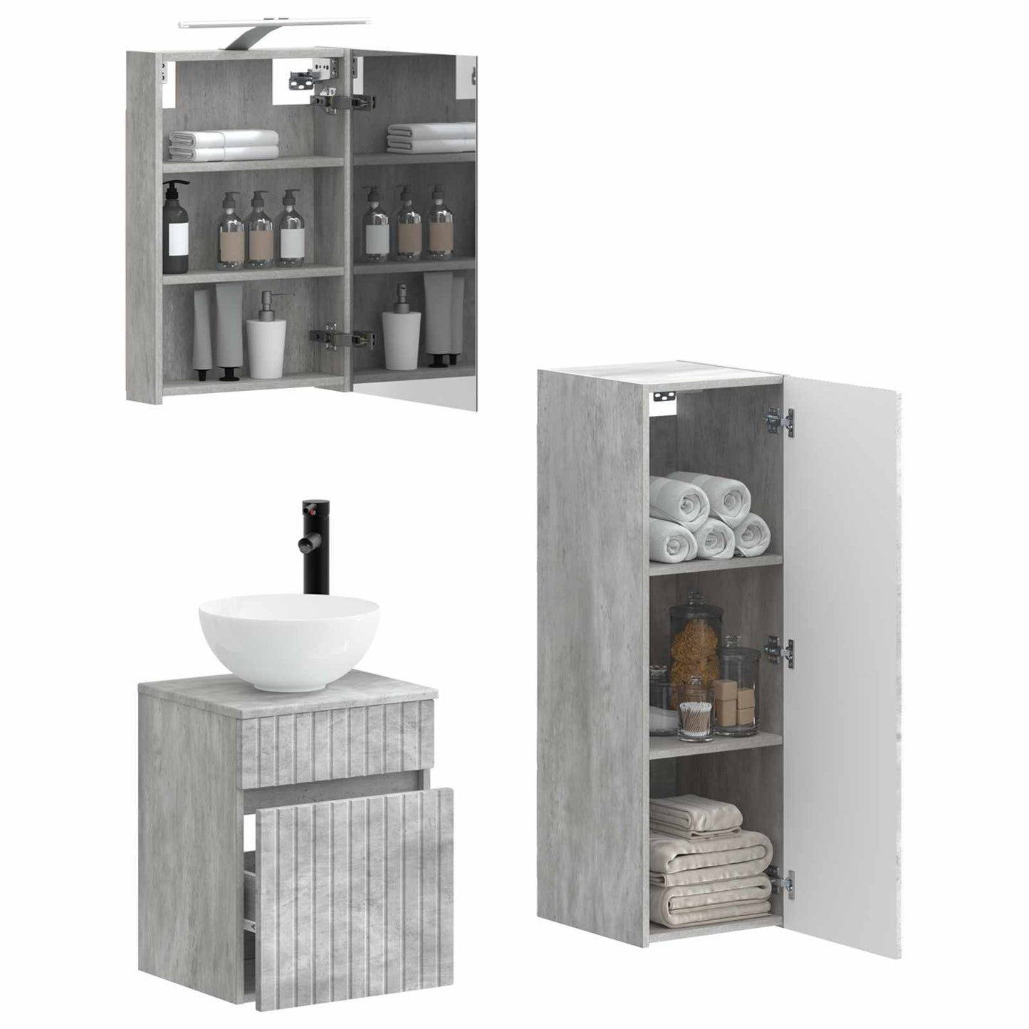 Bathroom Furniture Set 4 pcs Concrete Grey